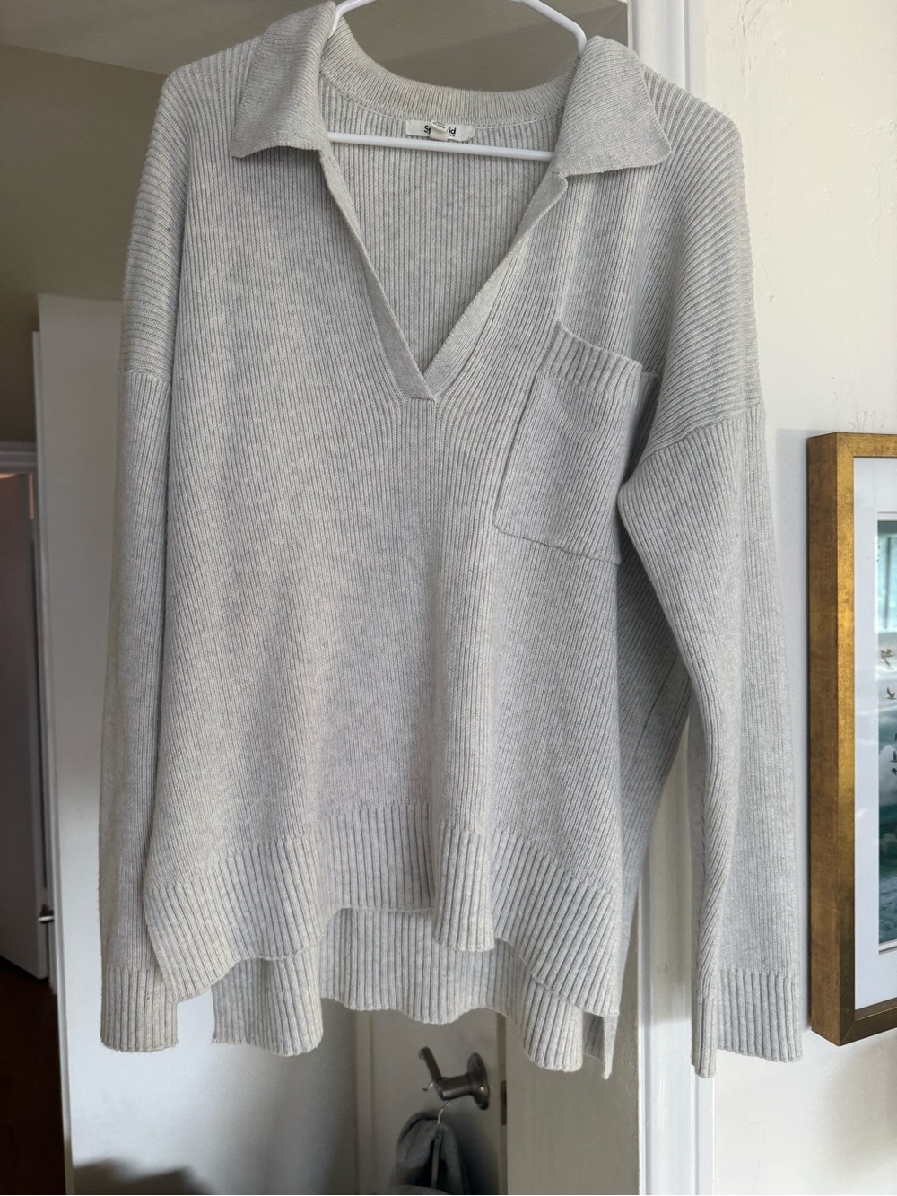 Splendid grey Collared V-Neck Knit Sweater
